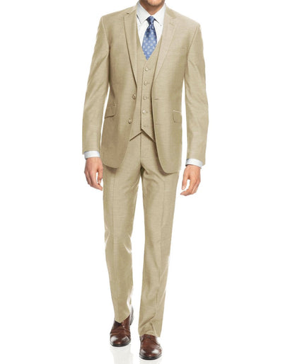 Mens Smart Slim Vested Suit Tan 1 BO-9545  - from alligatorwarehouse.com