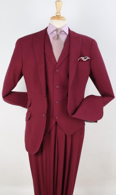 Mens Suit - Classic Fit Suit - Pleated Pants - Peak Lapel Vested 3 Piece Suit 1 54-L-jckt-JA7364  - from alligatorwarehouse.com