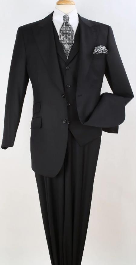 Mens Suit -- Classic Fit Suit - Pleated Pants - Peak Lapel Vested 3 Piece Suit 1 54-L-jckt-JA7362  - from alligatorwarehouse.com
