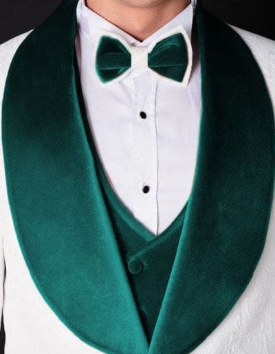 White and Teal Blue Lapel Tuxedo With Vest and Pants - Wedding Groom Suit 3   - from alligatorwarehouse.com