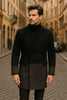Mens Two-Tone Double-Breasted Overcoat in Black and Charcoal Gray Wool Fabric Topcoat 3   - from alligatorwarehouse.com