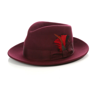 Mens Gangster Untouchable Fedora Hat in Burgundy 1 37-0768  - from alligatorwarehouse.com