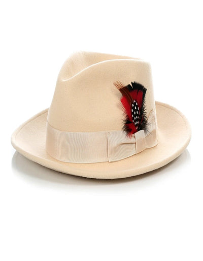 Mens Gangster Untouchable Fedora Hat in Light Tan 1 U4-9598  - from alligatorwarehouse.com
