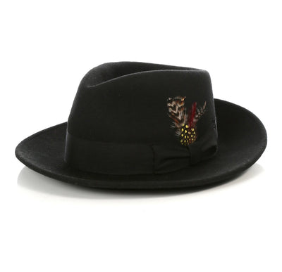 Mens Gangster Untouchable Fedora Hat in Black 1 OW-2557  - from alligatorwarehouse.com