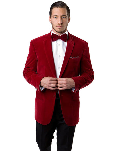 Mens 2 Button Velvet Blazer in Red 1 8X-1524  - from alligatorwarehouse.com