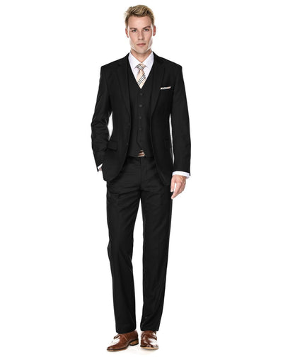 Mens Vested Smart Modern Fit Suit Black 1 6I-8297  - from alligatorwarehouse.com