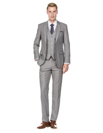 Mens Vested Smart Modern Fit Suit Light Grey 1 XU-7286  - from alligatorwarehouse.com