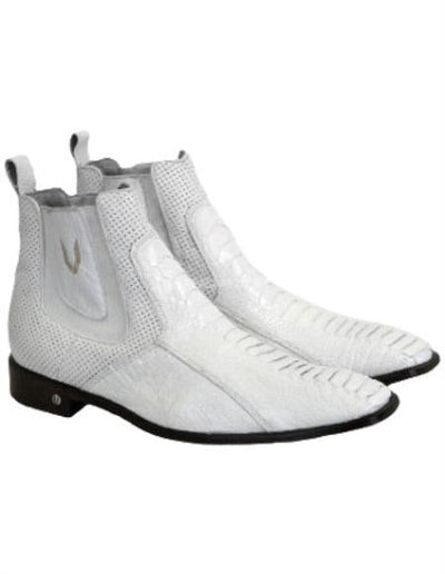 Men's White Vestigium Genuine Ostrich Leg Chelsea Boots 1   - from alligatorwarehouse.com