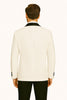 Mens White Swirl Embroidered Tuxedo Jacket with Black Satin Shawl Lapel and Matching Bow Tie 3   - from alligatorwarehouse.com