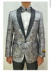 Silver and Black Tuxedo Blazer with Matching Bow Tie - Paisley Sport Coat For Prom or Wedding 3   - from alligatorwarehouse.com