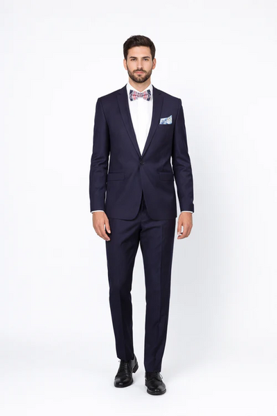 Men's Rossiman Rossi Man Brand Tapered Plum Leg Lower Rise Pant & Get Skinny 1 Button Slim Fit Peak Lapel Suit 100% Wool