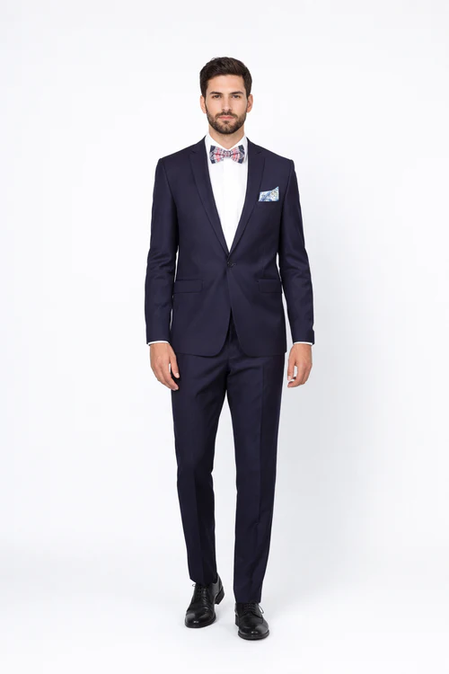Men's Rossiman Rossi Man Brand Tapered Plum Leg Lower Rise Pant & Get Skinny 1 Button Slim Fit Peak Lapel Suit 100% Wool