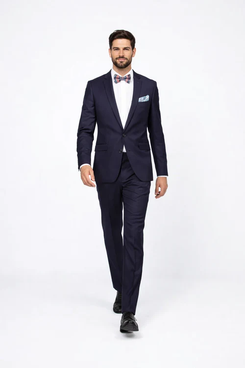 Men's Rossiman Rossi Man Brand Tapered Plum Leg Lower Rise Pant & Get Skinny 1 Button Slim Fit Peak Lapel Suit 100% Wool
