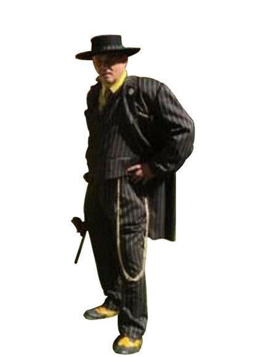 Mens Gangster Zoot Suit in 3 Colors  Chalk Stripe - Black and Red - Black and Gold - Black and White 16 Zoot-200  - from alligatorwarehouse.com