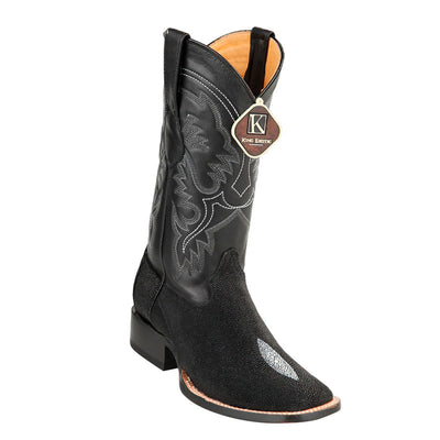 Mens King Exotic Boots Square Toe Stingray Single Stone Black (48221205-) 1   - from alligatorwarehouse.com