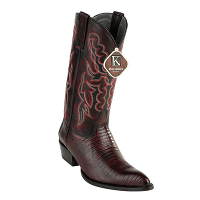 Mens King Exotic Teju Lizard Western Boots Black Cherry (4980718) 1   - from alligatorwarehouse.com