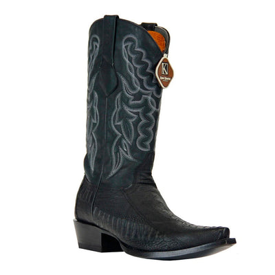 Mens Kings Exotic Boots Ostrich Leg Snip Toe Matte Black (494G0505-) 1   - from alligatorwarehouse.com