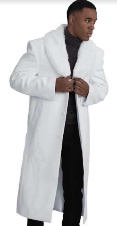 Mens Overcoat With Fur Collar - Off-White Topcoat 1   - from alligatorwarehouse.com