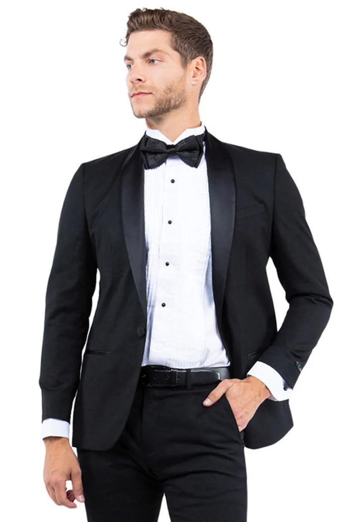 Mens Zegarie Brand Men's Modern Fit One Button Shawl Lapel Tuxedo Separates Jacket in Black