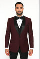 Mens 1 Button Shawl Lapel Wool Dinner  Classic Jacket  Burgundy
