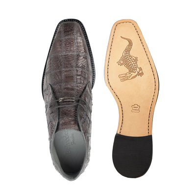 Mens Belvedere Stefano Patchwork Crocodile Dress Boot in Grey 2   - from alligatorwarehouse.com