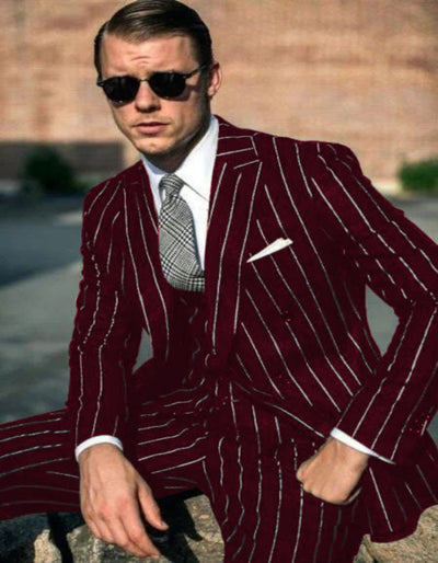 Mens  Black Chalk Pinstripe Gangster suit - 1920s suit - Mobster Suit 8 BY-0008  - from alligatorwarehouse.com