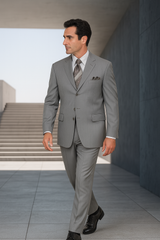 Mens Classic 3 button Suit in Grey