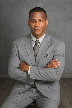 Mens Classic 3 button Suit in Grey