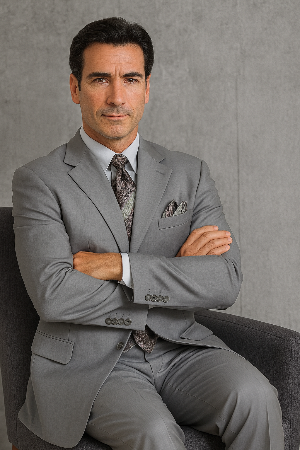 Mens Classic 3 button Suit in Grey