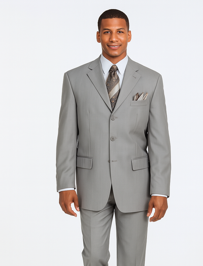 Mens Classic 3 button 2 Piece Suit in Grey 7 5802K-Grey-38R  - from alligatorwarehouse.com