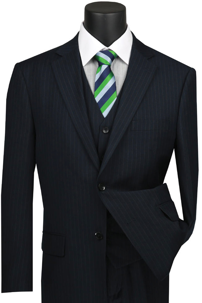 Mens Classic Vested Pinstripe Suit in Black 1 SO1V2RS-7_BLACK_36S  - from alligatorwarehouse.com