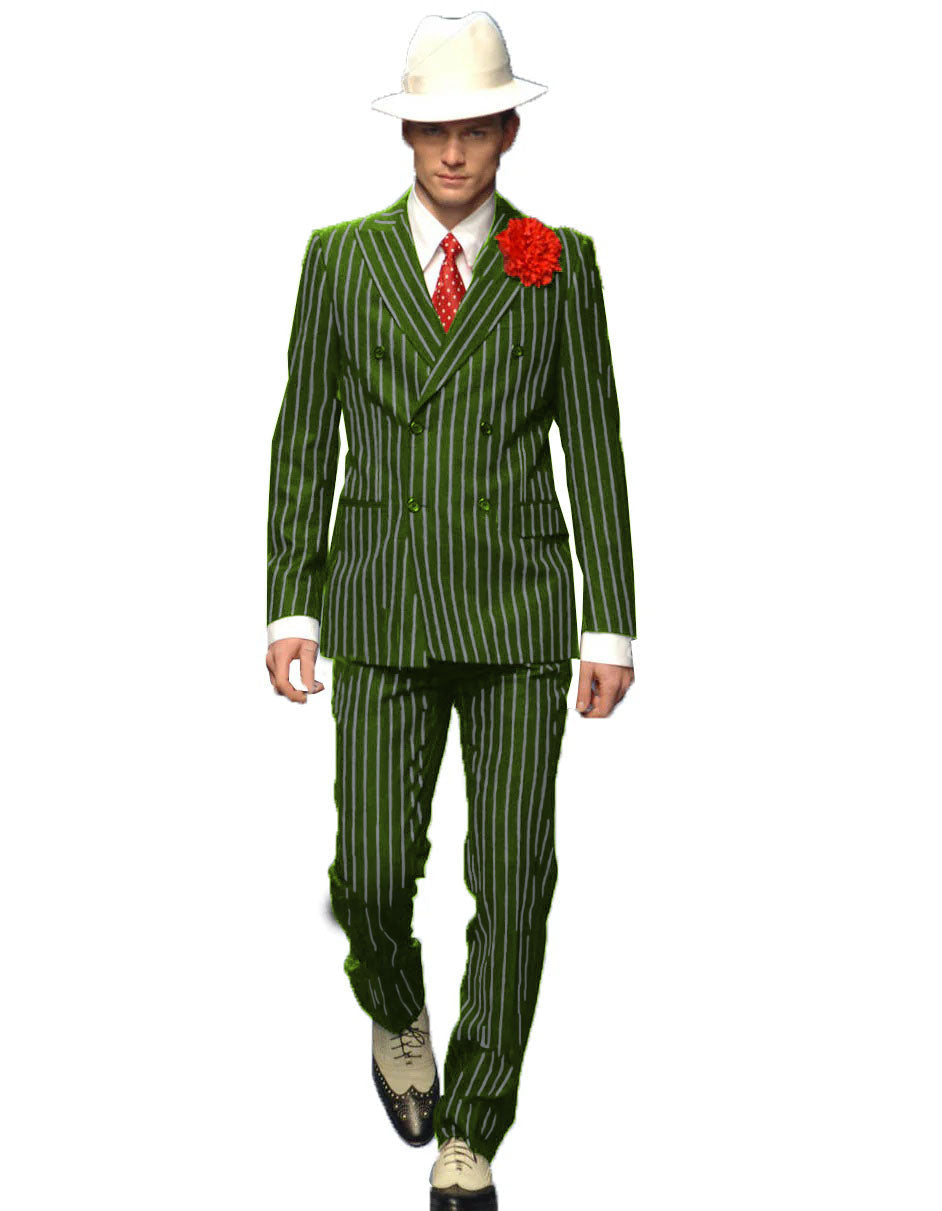 Mens Double Breasted Gangster Six Button Suit in Black