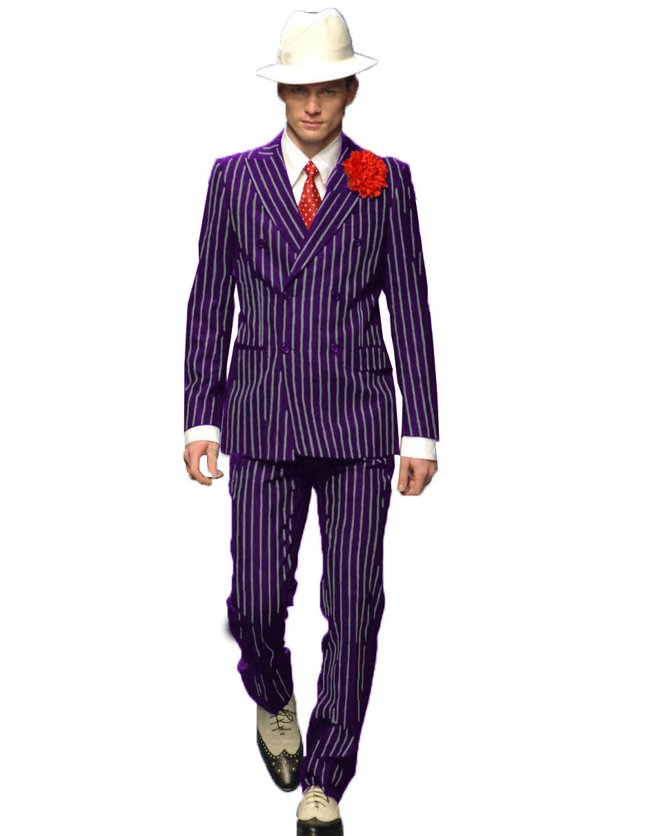 Mens Double Breasted Gangster Six Button Suit in Black