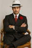 Mens Double Breasted Gangster Pinstripe Six Button Suit in black 4   - from alligatorwarehouse.com