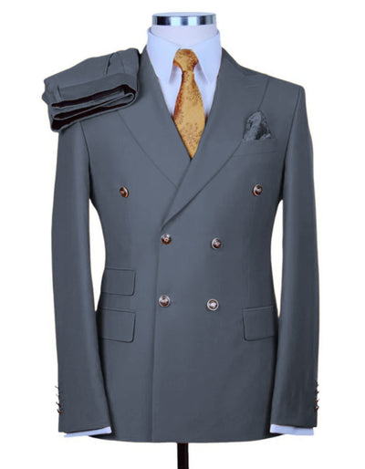 Designer Mens Double Breasted Gold Button Suit in Khaki 4   - from alligatorwarehouse.com