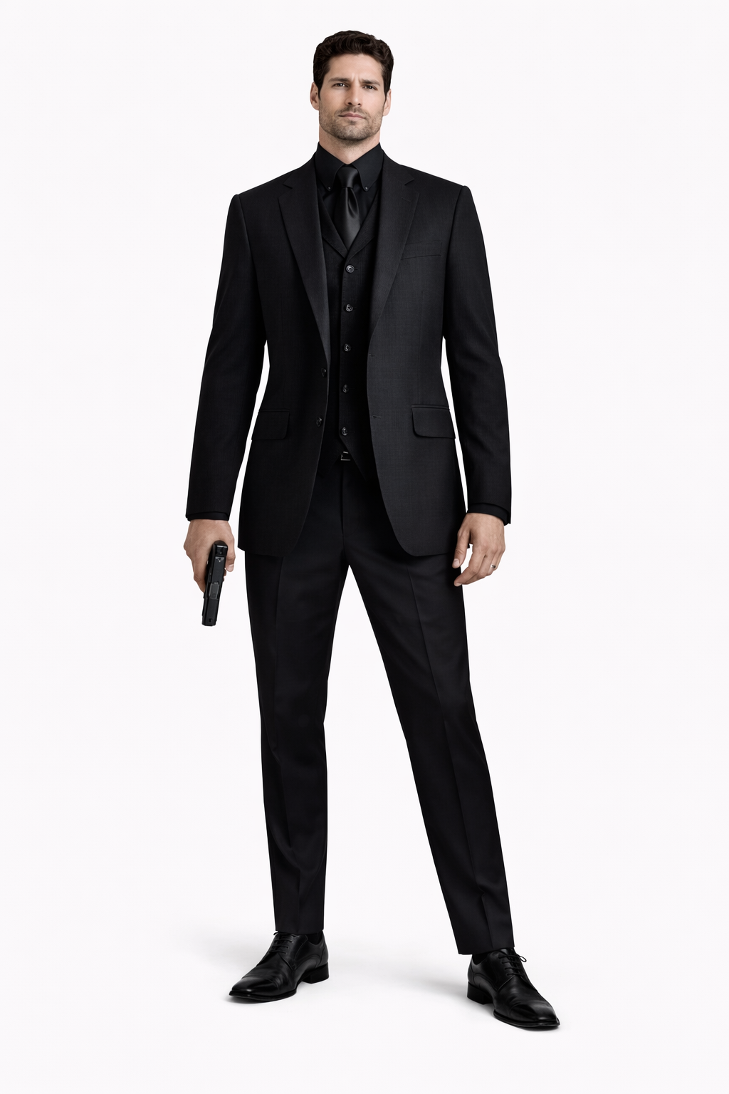 Mens John Wick Vested Black Suit Costume