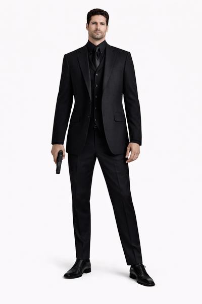 Mens John Wick Vested Black Suit Costume