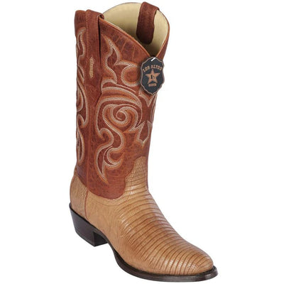 Los Altos Boots - Mens Dress Cowboy Boot - Low Priced Mens Lizard Boots Round Toe- in Cognac 1   - from alligatorwarehouse.com
