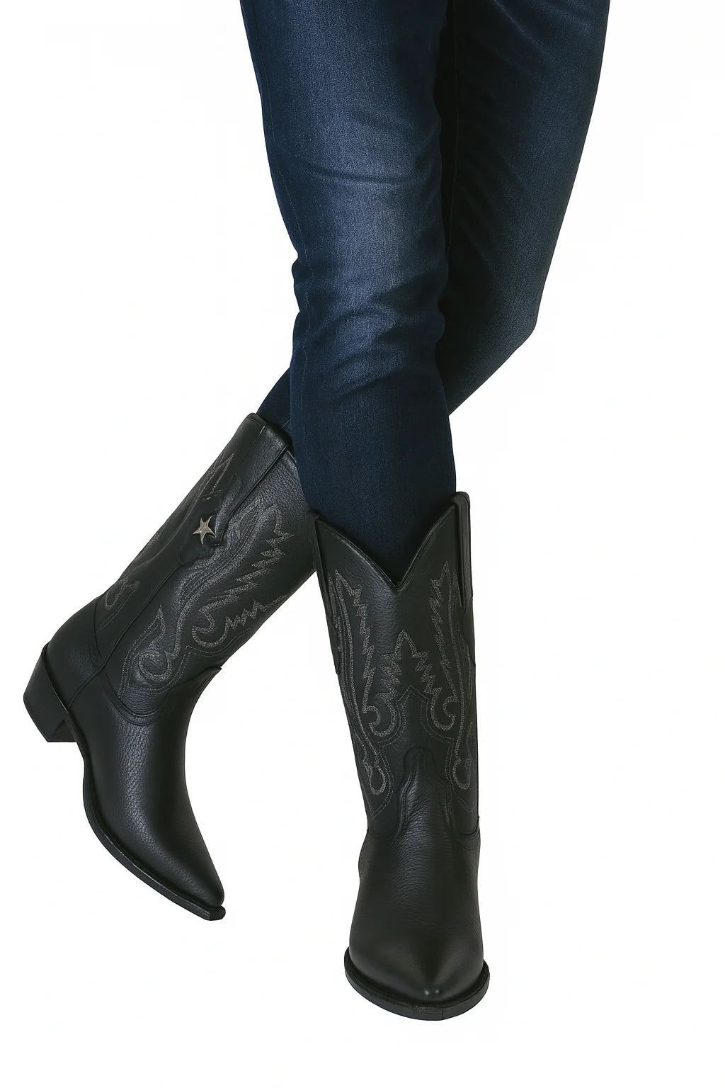 Mens Los Altos Genuine Deer Leather Boots Black