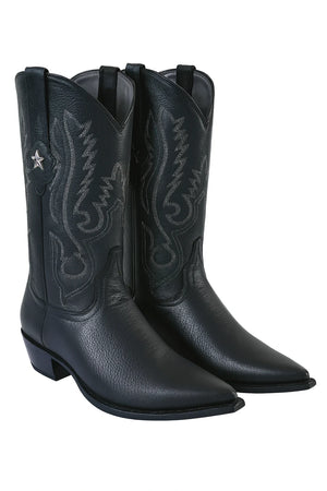 Mens Los Altos Genuine Deer Leather Boots Black