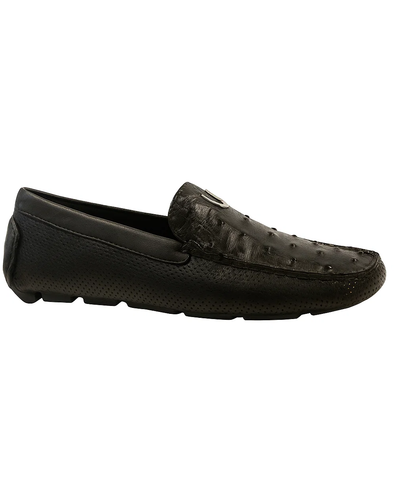 Men's Black Vestigium Genuine Ostrich Full Leather Stylish Dress Loafer Mens Ostrich Skin Shoes 2   - from alligatorwarehouse.com