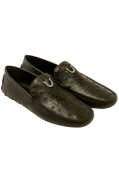 Men's Black Vestigium Genuine Ostrich Full Leather Stylish Dress Loafer Mens Ostrich Skin Shoes 3   - from alligatorwarehouse.com
