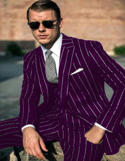 Mens  Black Chalk Pinstripe Gangster suit - 1920s suit - Mobster Suit 9 BY-0008  - from alligatorwarehouse.com
