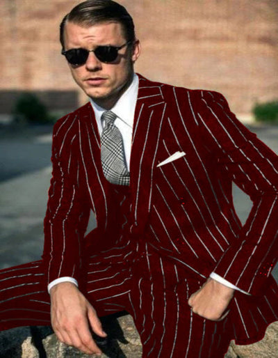 Mens  Black Chalk Pinstripe Gangster suit - 1920s suit - Mobster Suit 3 BY-0008  - from alligatorwarehouse.com