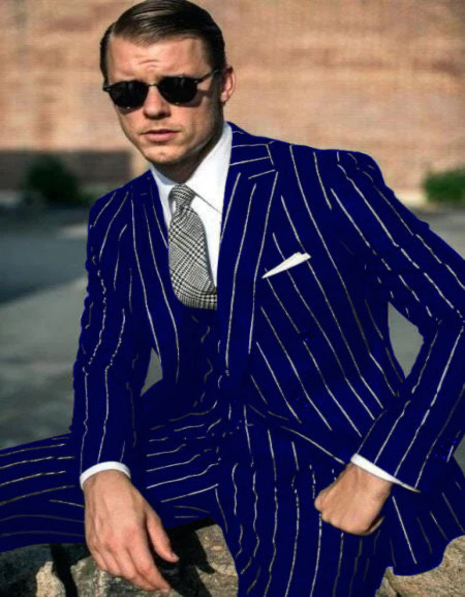 Mens  Black Chalk Pinstripe Gangster suit - 1920s suit - Mobster Suit
