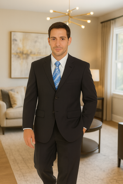 Mens Classic 3 button 2 Piece Suit in Navy