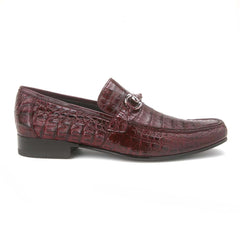 Los Altos Metal Bit Burgundy Crocodile Loafers