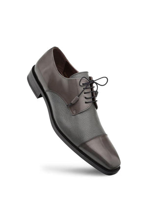 Mens Mezlan Cap-Toe Dress Lace-Up Blending Supple Textured Deerskin And Polished Calfskin With An Elegant Tassel Detail In Color Gray