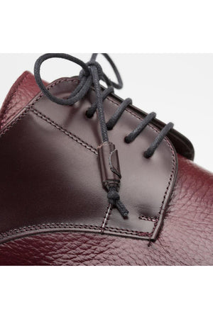 Mens Mezlan Cap-Toe Dress Lace-Up Blending Supple Textured Deerskin And Polished Calfskin With An Elegant Tassel Detail In Color Burgundy