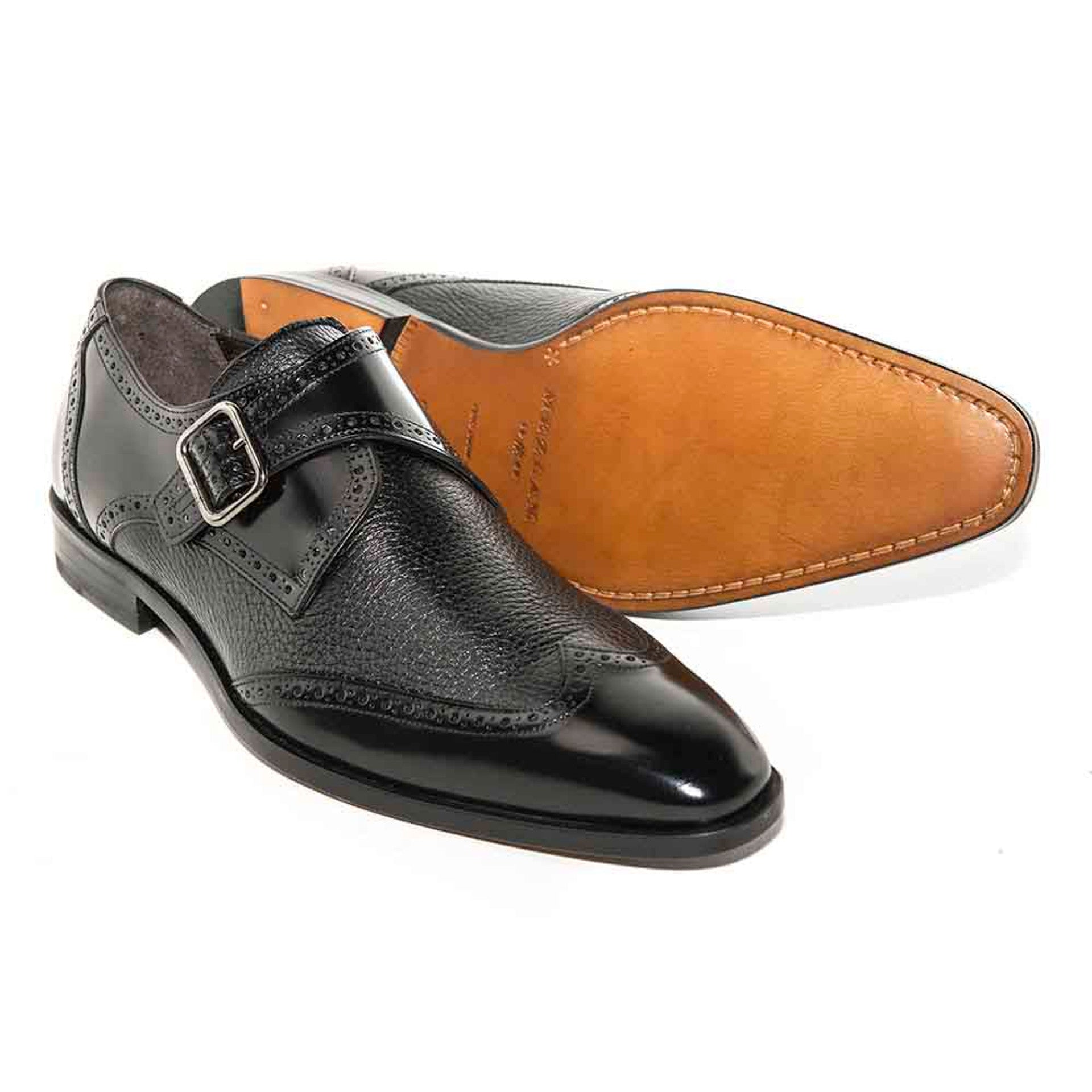 Senator By Mezlan In Black Monkstrap Genuine Deerskin